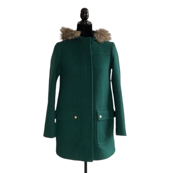 J.Crew Mercantile Vail Wool Blend Parka in Academic Green, size 0 - Picture 3 of 14